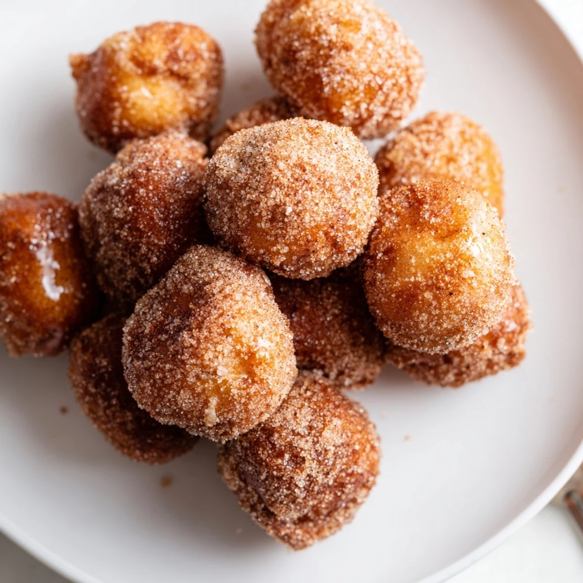 Golden-brown Warm Cinnamon Sugar Donut Holes, bursting with flavor, great for any occasion.