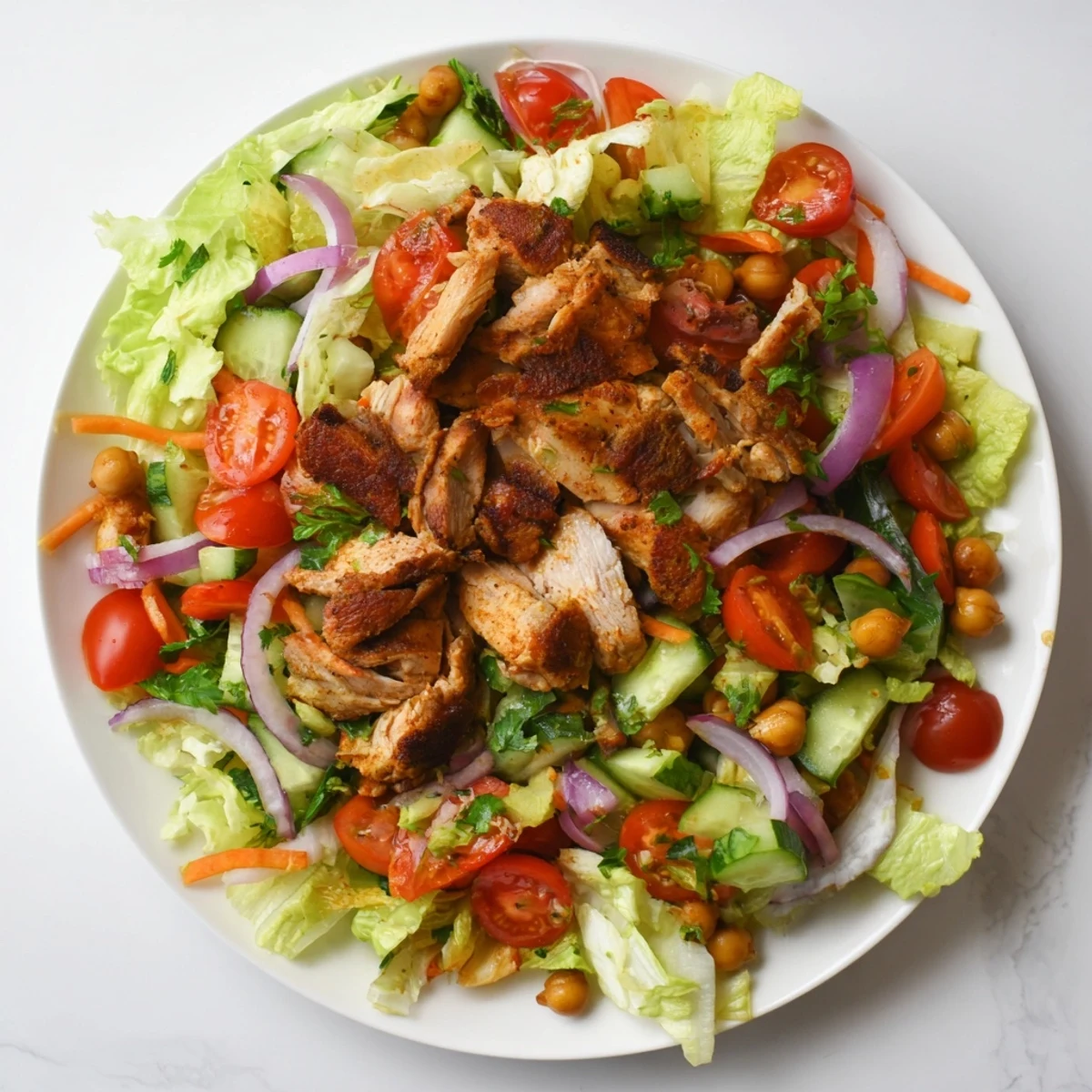Tender chicken salad, mixed with crisp veggies, ready for a fresh, healthy lunch.