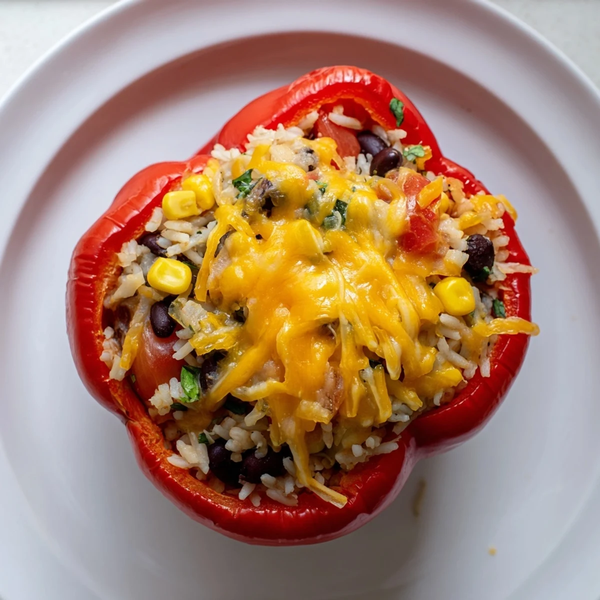 Golden stuffed bell peppers brimming with savory filling, baked until tender with melted cheese.