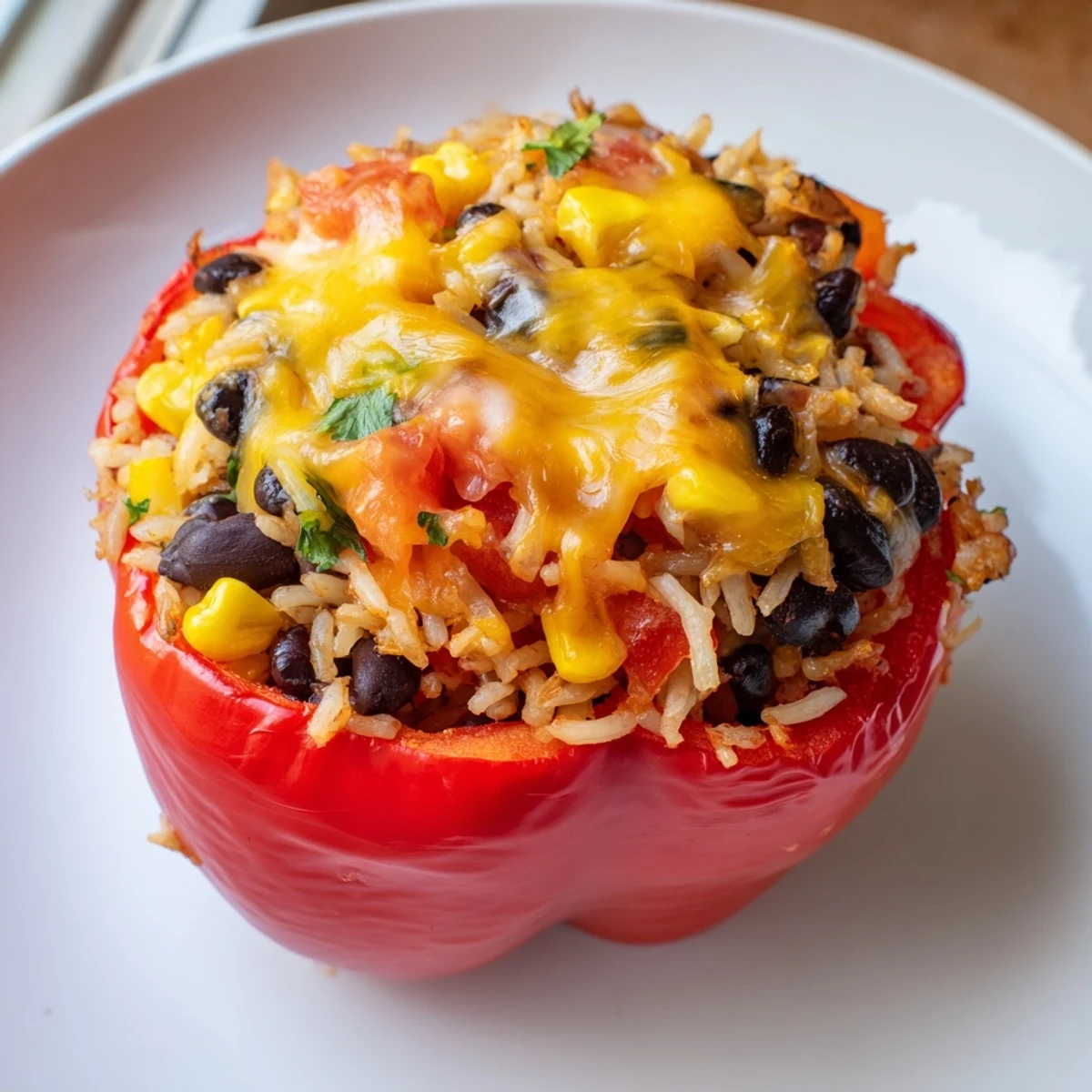 Vibrant stuffed bell peppers, a complete meal that bursts with flavor and colorful vegetables.