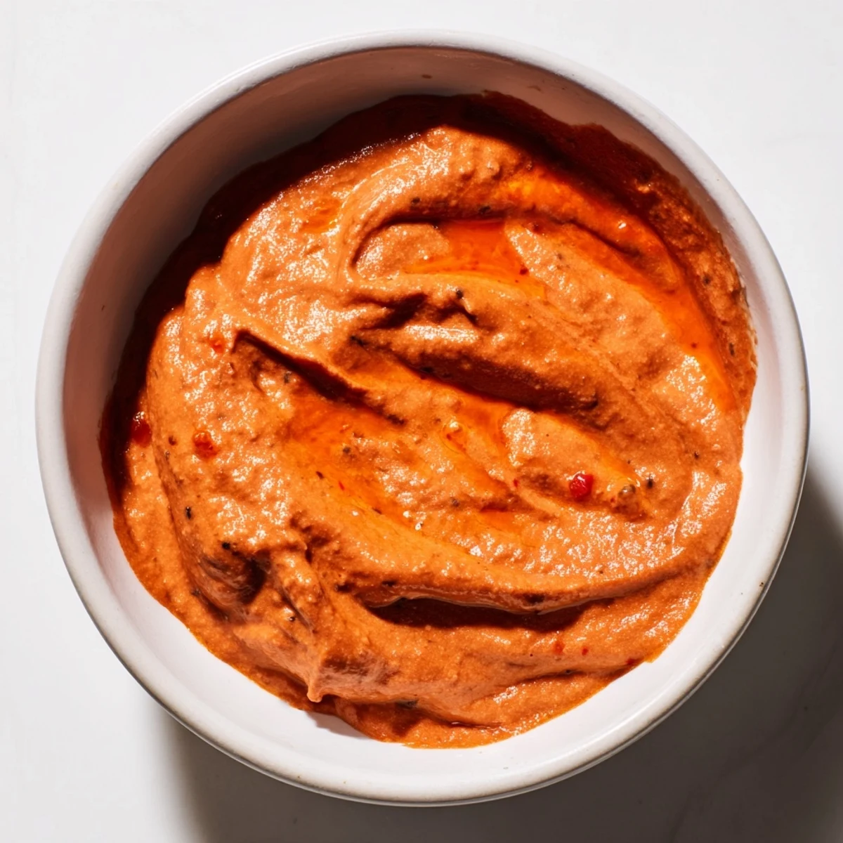 Smooth, blended spicy black bean dip in a serving bowl, perfect for vegan snacking.