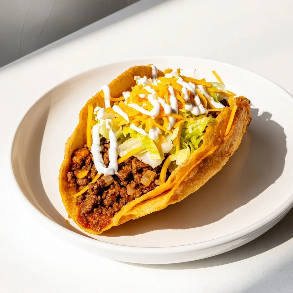 Melted cheese wraps crunchy Cheesy Gordita Crunch tacos, filled with seasoned beef and fresh lettuce.