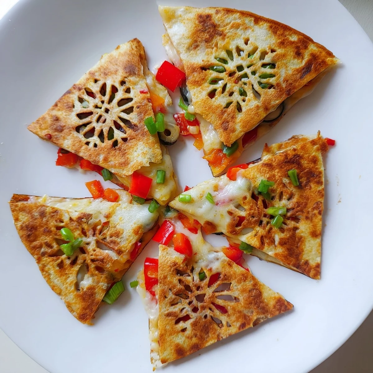 Cheesy Express Snowflake Quesadillas, golden and crisp, perfect for a quick, family-friendly dinner.