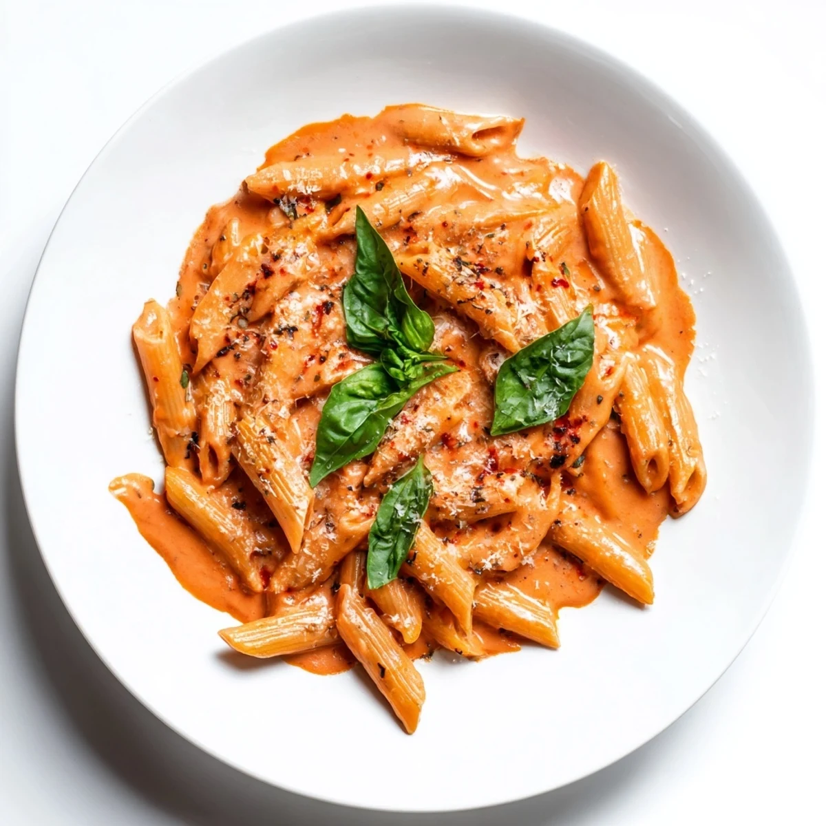 A bowl of delicious 15-Minute Creamy Red Pepper Pasta, a quick and comforting Italian dish.