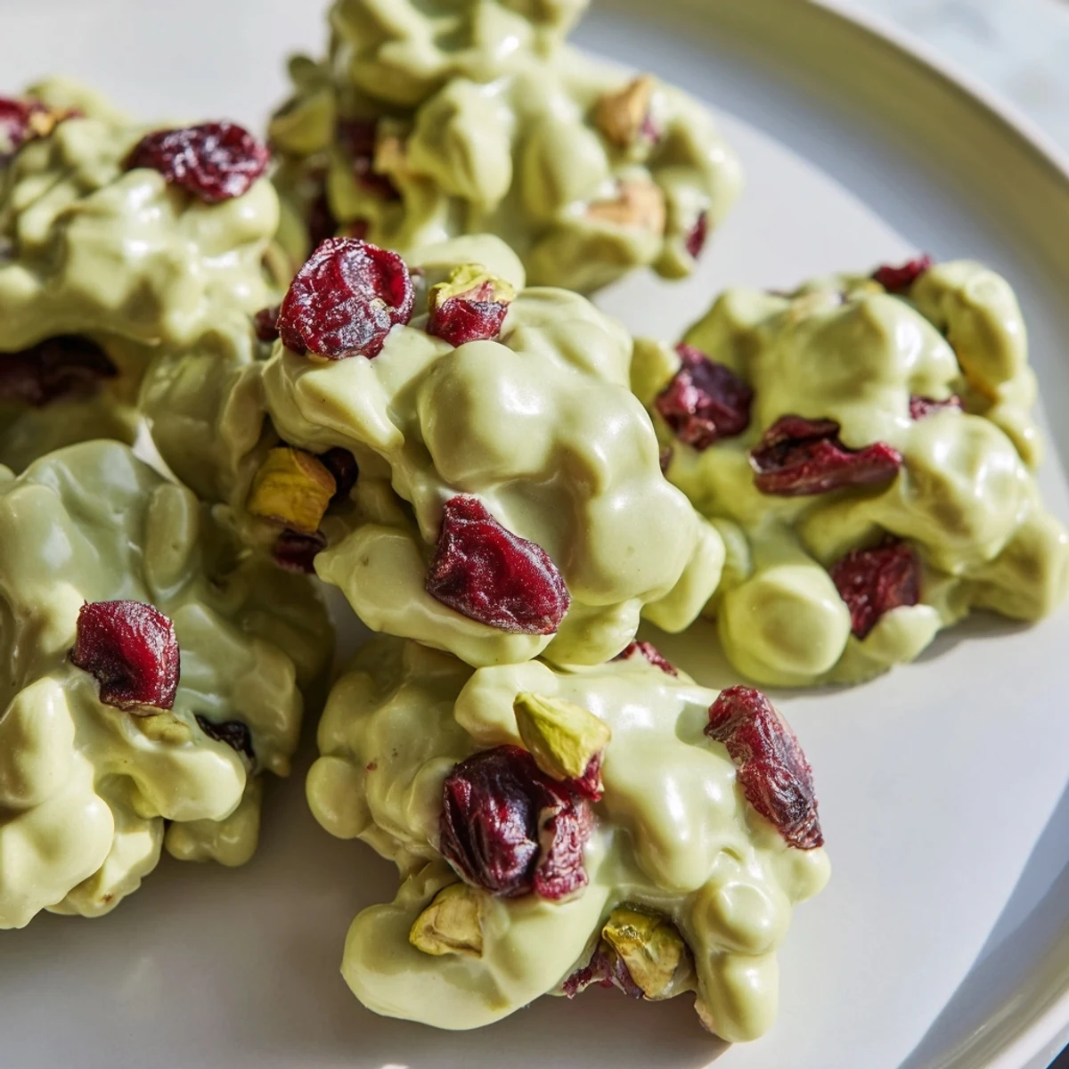 These easy-to-make Matcha White Chocolate Cranberry Bark Clusters offer sweet, tart, and creamy textures bursting with flavor.