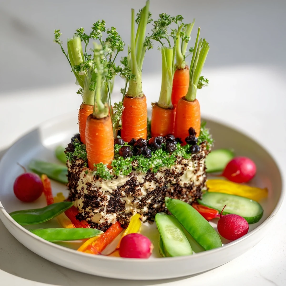 Fresh, colorful vegetables make up this whimsical Carrot Patch Veggie Board perfect for springtime appetizers.