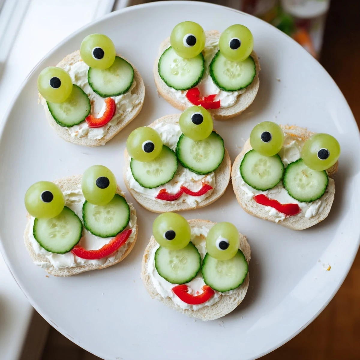 Smiling Prince Charming Froggy Sandwich cutouts, visually appealing and perfect for a fun, kid-friendly meal.