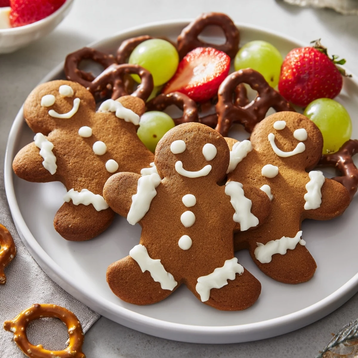 A delicious Gingerbread Man Cookie Board offers a holiday spread with sweet gingerbread men and dippings.