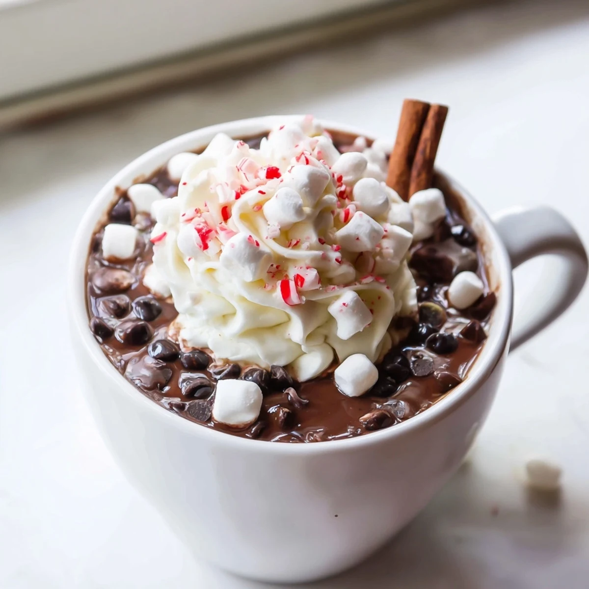 Steaming Reindeer Hot Cocoa Bar, ready to be poured into mugs with playful, colorful toppings.