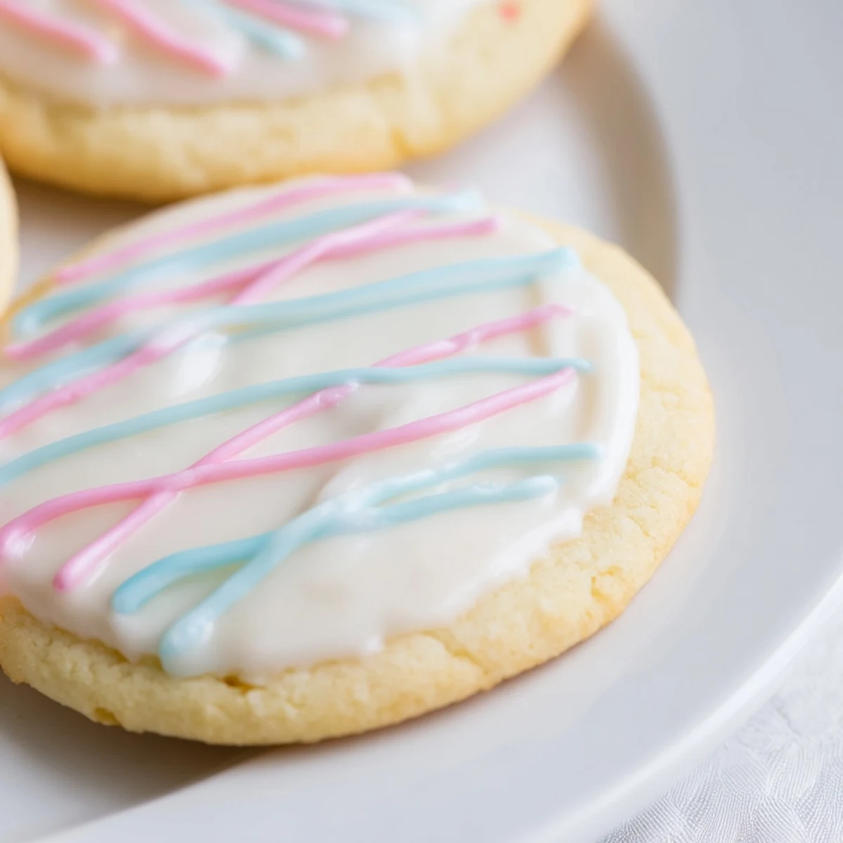 Buttery sugar cookie and icing drizzle plate, perfect for sharing and enjoying the sweet moment.