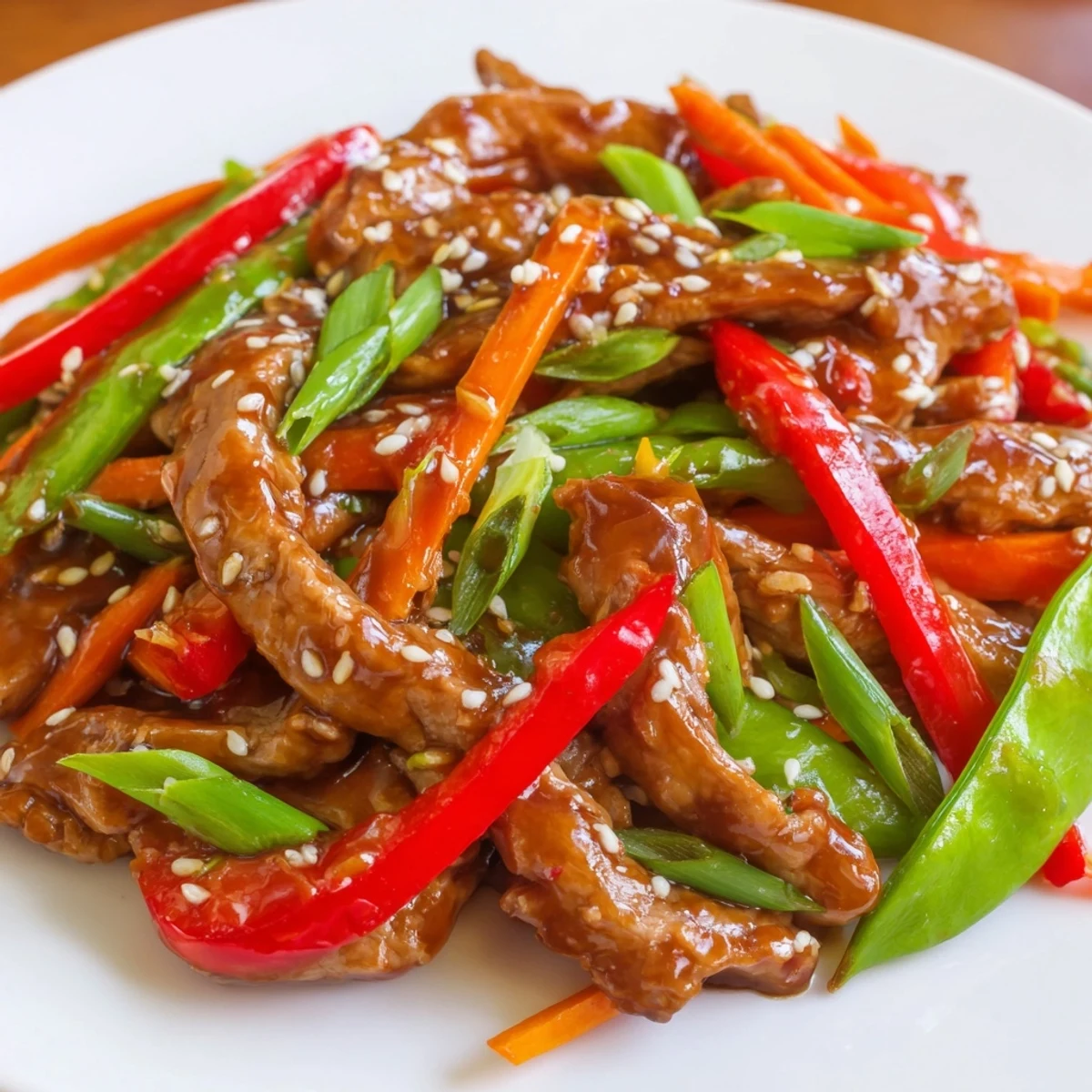 This easy Sweet Teriyaki Pork Stir-Fry is a quick, delicious meal, fragrant with sesame oil and ginger.