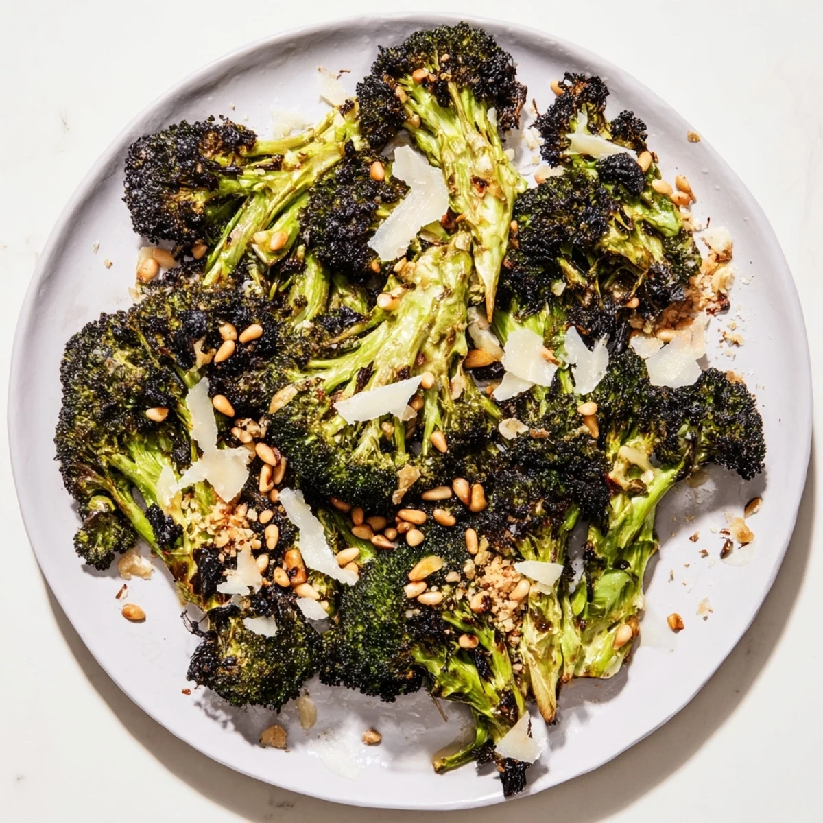 Smoky, charred broccoli salad with Parmesan and lemon, a zesty, delicious vegetarian dish.