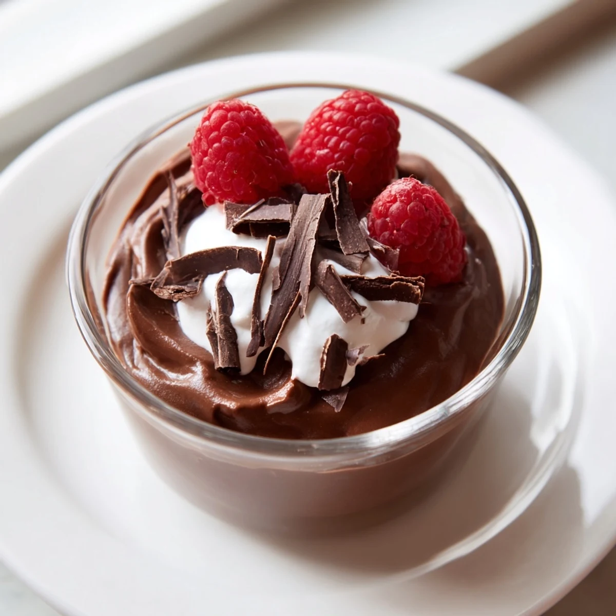 Creamy Avocado Chocolate Pudding, topped with fresh berries, ready for a delicious dessert.