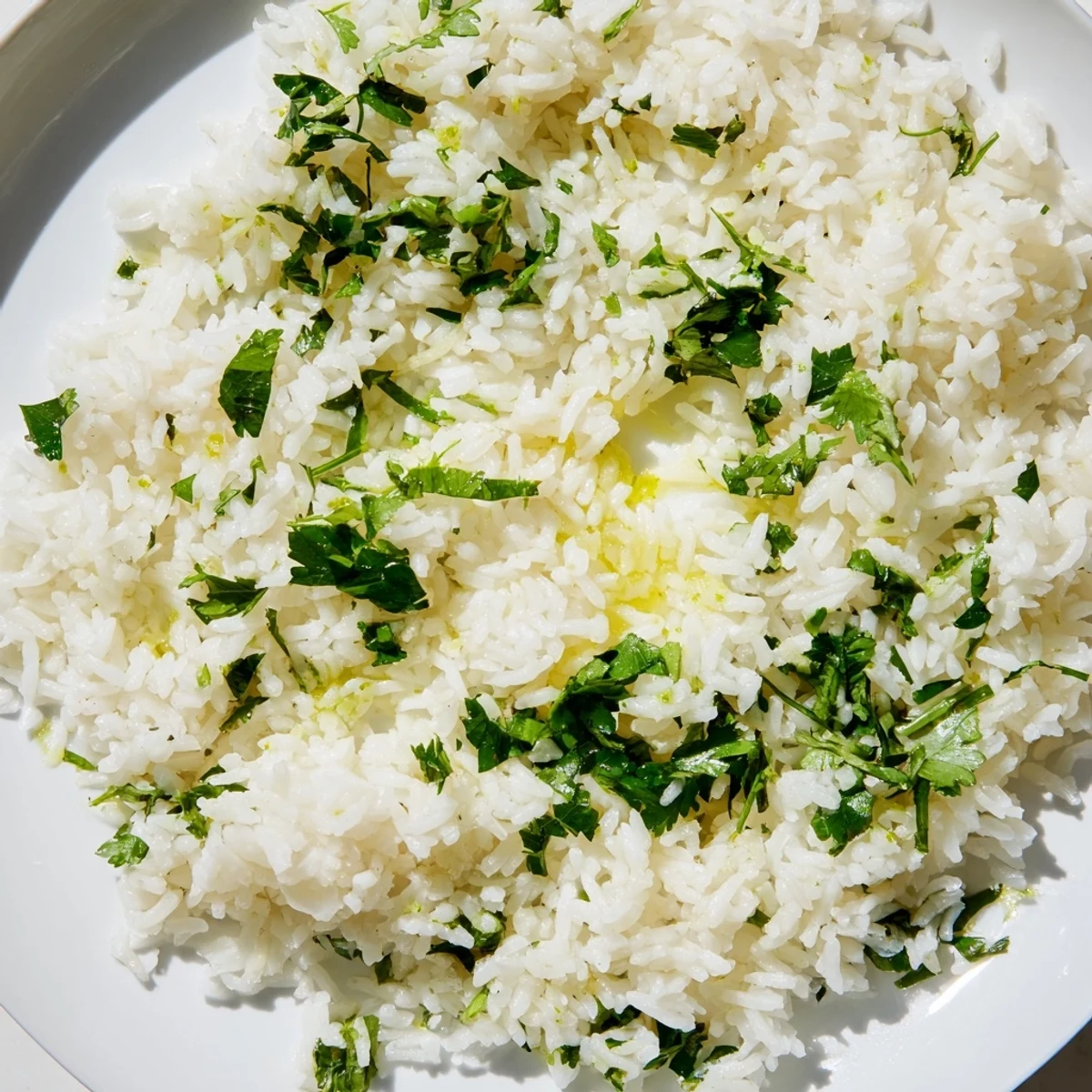 Close-up of fragrant cilantro lime rice, with visible lime zest, perfect for Mexican-inspired dinners.