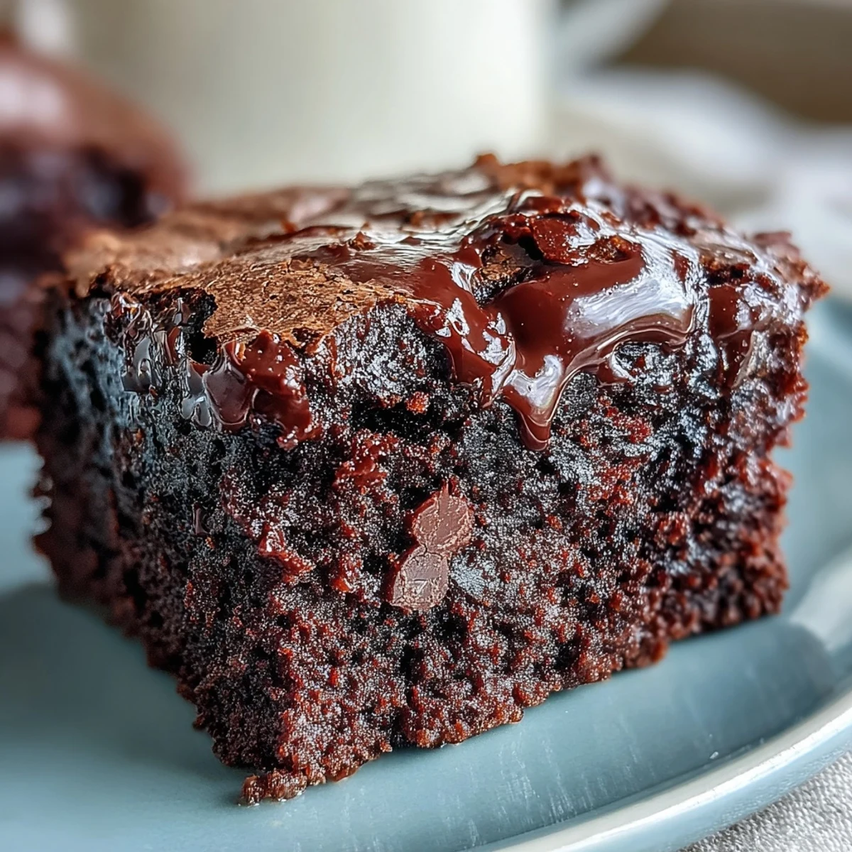 Rich, protein-packed Greek Yogurt Brownies plated beside fresh strawberries for a healthy dessert serving suggestion.