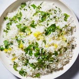 Bright green cilantro lime rice, a vibrant and flavorful side dish, ready to savor with your meal.
