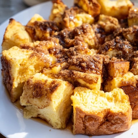 Golden French Toast Bake, a comforting breakfast casserole, baked until browned and bubbly, perfect for sharing.