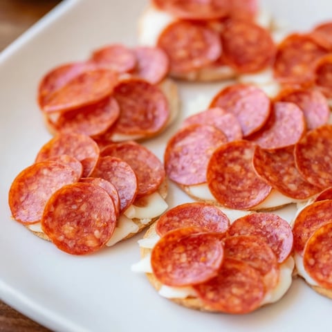 Dragon Scale appetizer with fiery pepperoni overlapping melted cheese, a visually striking snack.