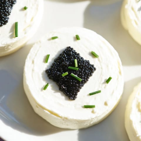Gourmet The Diamond Inlay dish: a visually stunning appetizer with a black caviar center.