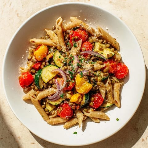 Lentil Pasta Vegetables Dish