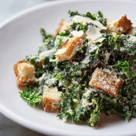This healthy homemade Kale Caesar Salad features massaged kale, creamy dressing, ready to enjoy.
