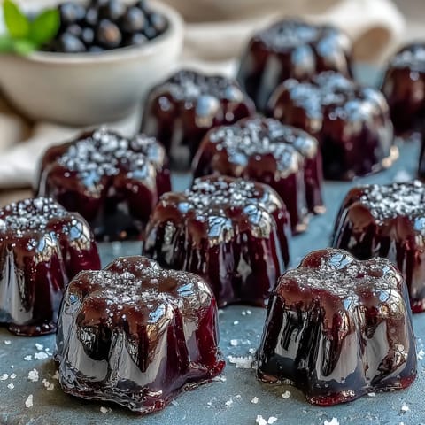 Vibrant purple Black Currant Gummies resting on a cooling rack after molding. 