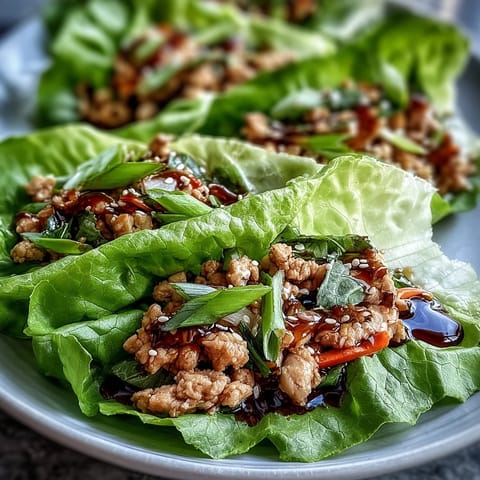 Freshly cooked ground chicken, crisp bell peppers, and shredded carrots sizzling in a skillet before being spooned into butter lettuce cups for these Skinny Asian Chicken Lettuce Wraps with Hoisin Sauce.
