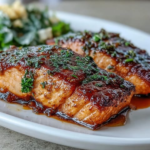 Juicy baked salmon fillets glazed with honey-Dijon marinade, inspired by Texas Roadhouse flavors, served with fresh parsley.
