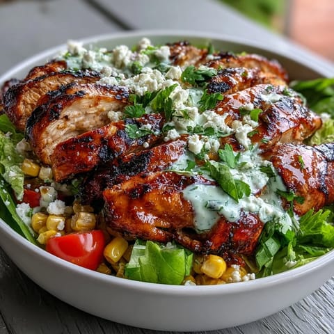 Healthy Chicken and Street Corn Bowls with grilled chicken, charred corn, fresh veggies, and creamy Greek yogurt dressing in a vibrant summer bowl.  