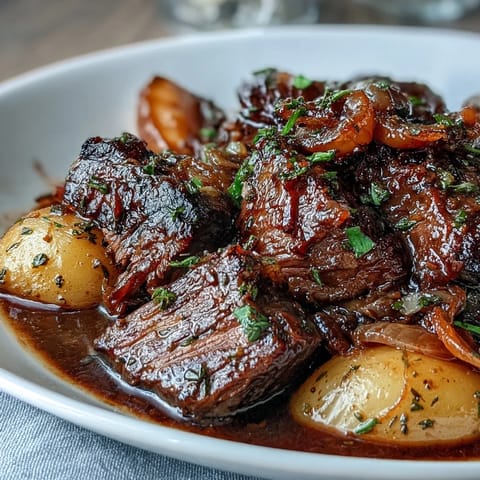 Rich and savory onion soup mix pot roast with juicy beef and hearty vegetables, ideal for chilly evenings.  