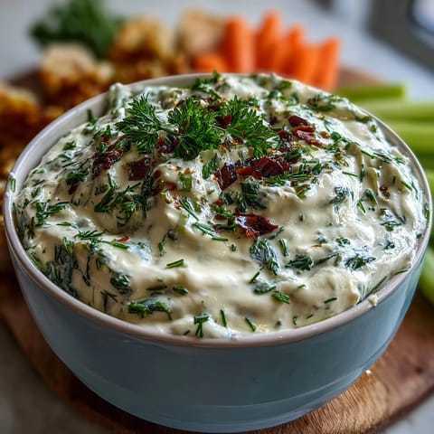 Creamy whipped cottage cheese ranch dip with fresh herbs served with crisp veggie sticks for dipping.  