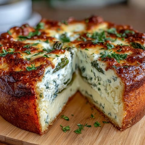 Golden asparagus and Brie quiche with flaky crust, perfect for Mother's Day brunch.