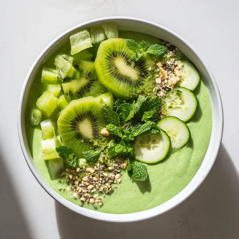 Enjoy a refreshing scoop of this healthy Green Smoothie Bowl, a visually stunning treat with fresh ingredients.