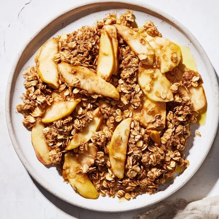 Warm, delicious Apple Crisp with frozen apples, perfect with a scoop of vanilla ice cream.
