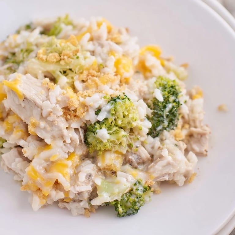 Deliciously baked Chicken & Broccoli Rice Casserole, featuring a crispy breadcrumb topping and melted cheese.
