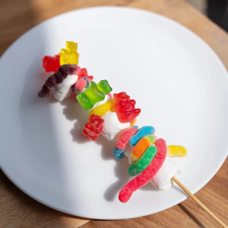 Delicious gummy candy kabobs, an easy and creative no-bake treat perfect for kids and adults.