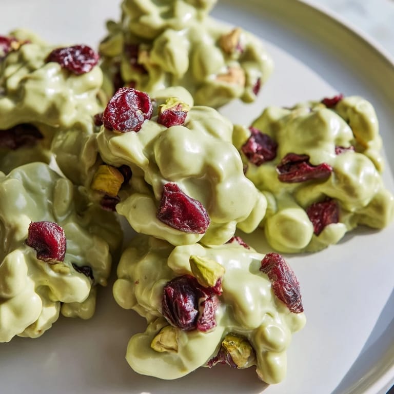 These easy-to-make Matcha White Chocolate Cranberry Bark Clusters offer sweet, tart, and creamy textures bursting with flavor.