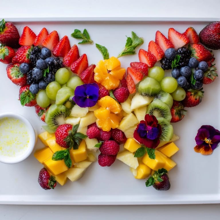 Imagine a spring Butterfly Garden Fruit Board, a healthy, dazzling platter with edible flowers and fruit!
