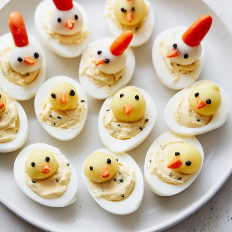 These festive Chick & Duckling Snacks are playful appetizers with creamy egg filling, perfect for kids.