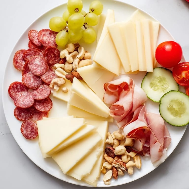 Golden, glistening mustard dots a Planche Montagne Aventure Collation, featuring cured meats and fresh apple slices.