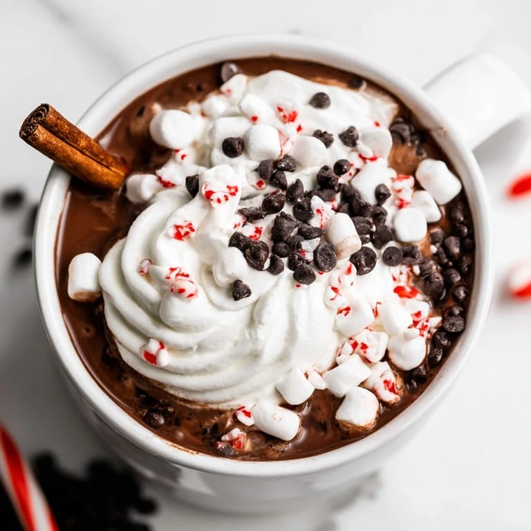 Delicious Reindeer Hot Cocoa awaiting customization with mini marshmallows and peppermint candies.