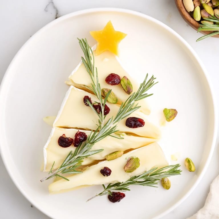 See the elegant, edible Brie Triangle Cheese Tree appetizer, a beautiful centerpiece for a joyous occasion.