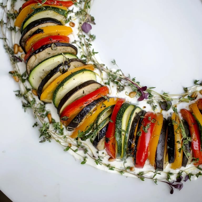 A stunning vegetarian The Snail Shell Spiral appetizer, artfully arranged and ready to be enjoyed.