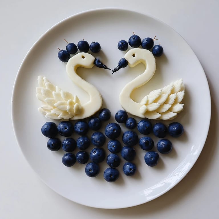 Elegant Swan Lake Board appetizer with pristine white swans, grapes, and crackers ready to enjoy.
