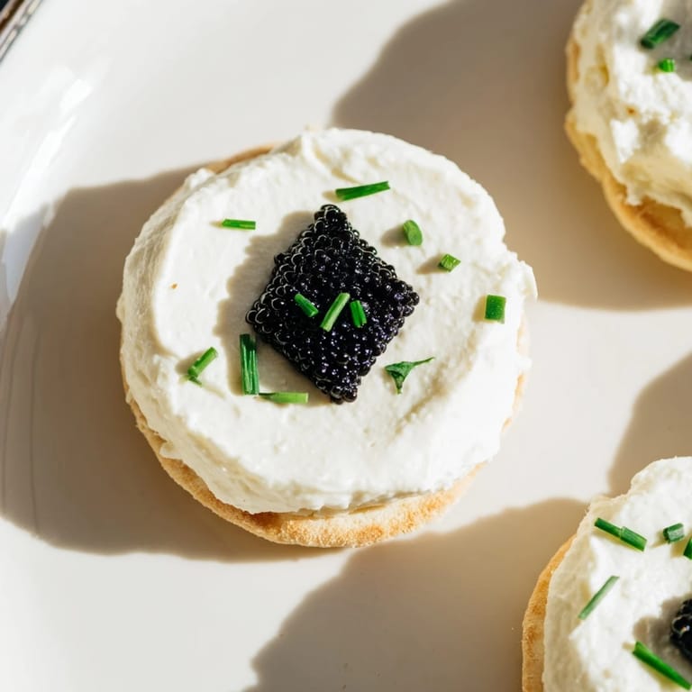 Appealing The Diamond Inlay, a simple appetizer; a diamond of tapenade surrounded by creamy cheese.