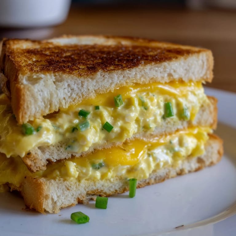 Warm, comforting Egg Salad Grilled Cheese: a delicious, melty cheese and bread delight for a satisfying meal.