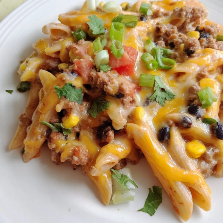 Creamy, cheesy, one-pot Cheesy Taco Pasta: a simple, satisfying Tex-Mex meal made easy at home.