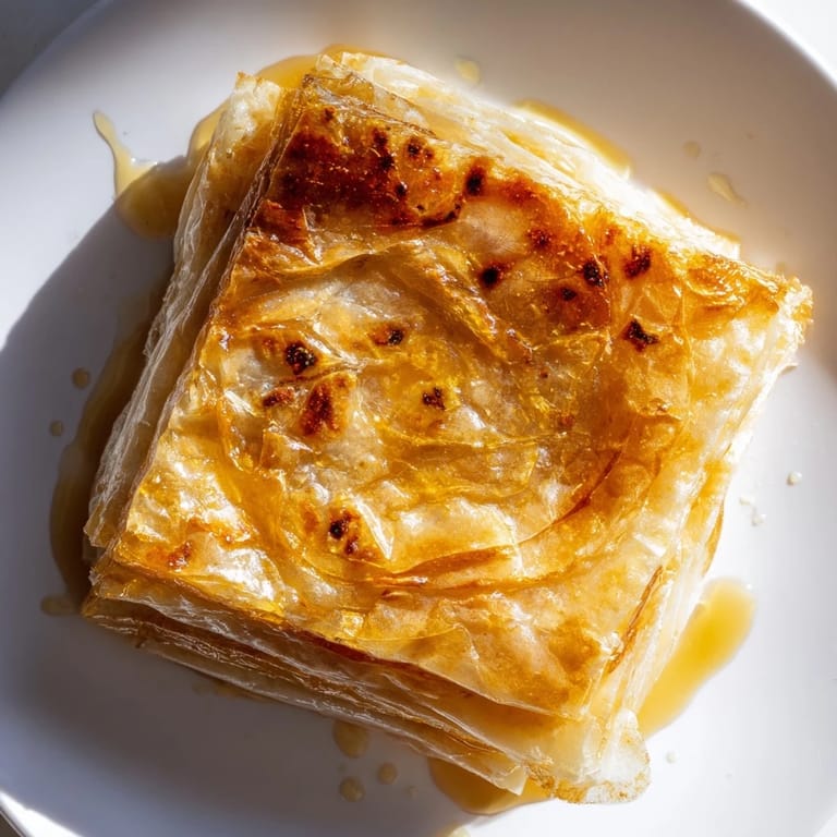 A stack of warm Moroccan Msemen, incredibly flaky flatbread perfect for a delightful tea-time snack.