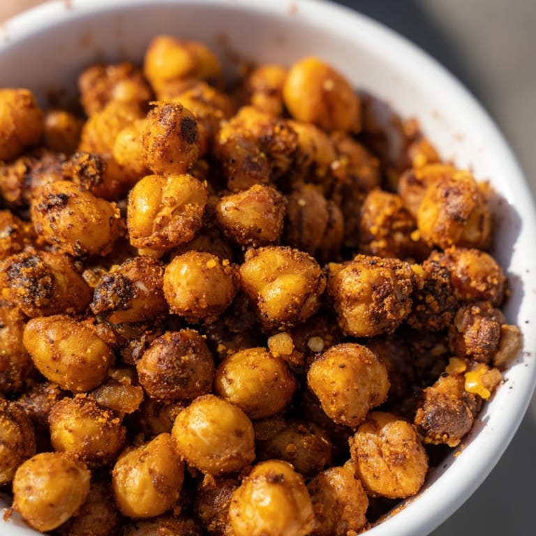 Crispy Chickpea Snack freshly roasted with cumin and garlic, ready to enjoy as a crunchy appetizer.