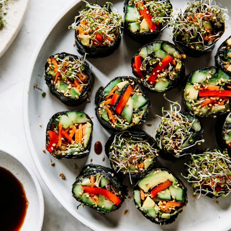 Easy DIY nori rolls with colorful vegetables and optional sushi rice, perfect for a healthy, light snack.